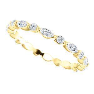 Altarnative Diamond Wedding Band with 7.50 TCW Marquise, Round Cut Moissanite