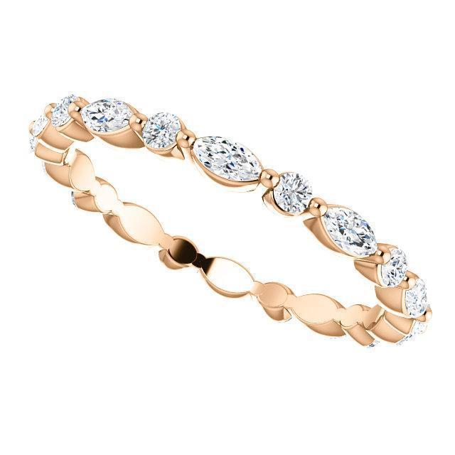 Altarnative Diamond Wedding Band with 7.50 TCW Marquise, Round Cut Moissanite