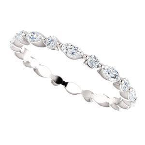 Altarnative Diamond Wedding Band with 7.50 TCW Marquise, Round Cut Moissanite