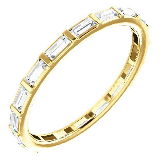 Bezel Full Eternity Wedding Band with 7.50 TCW Baguette Cut Moissanite