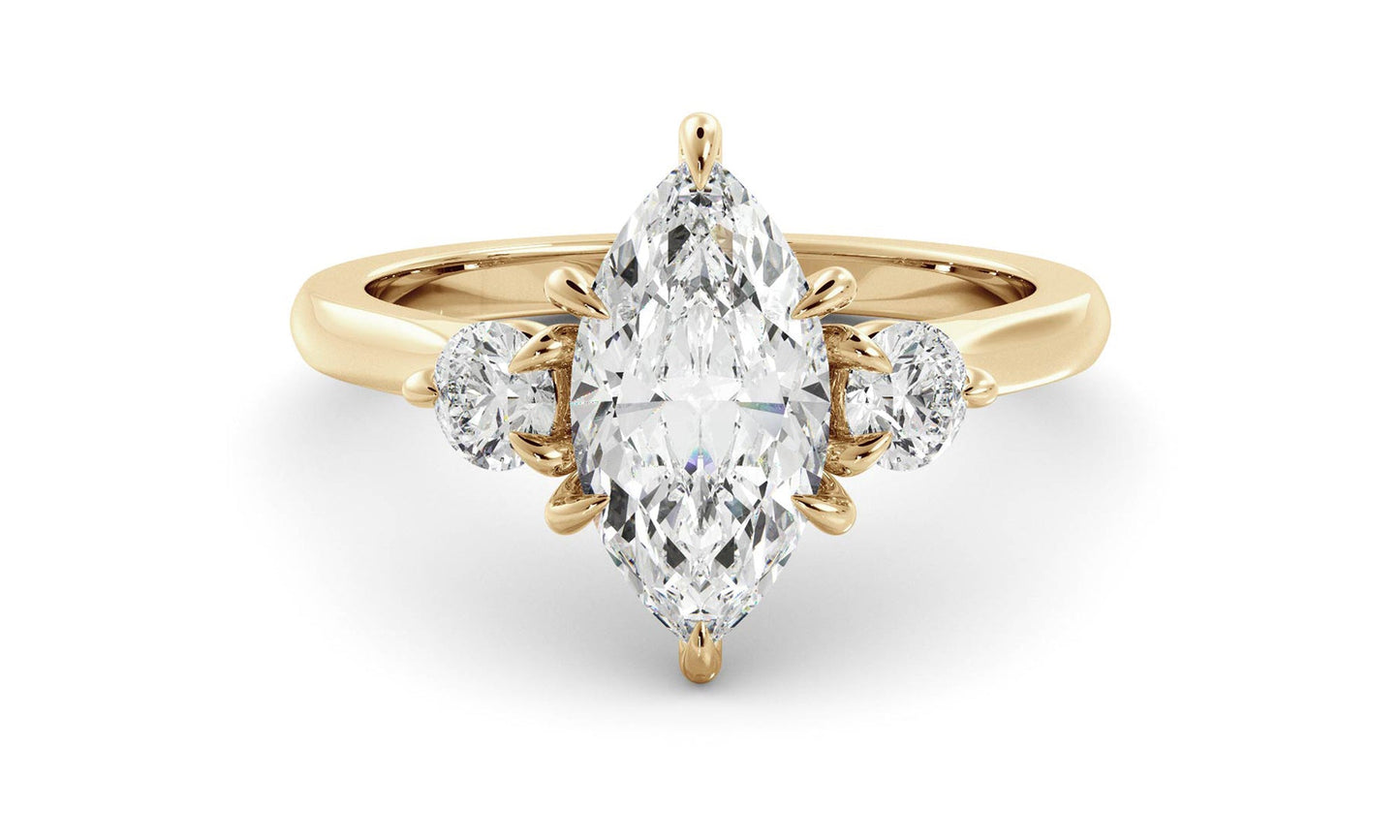 Three Stone Ring with 1.20 CT Marquise Moissanite