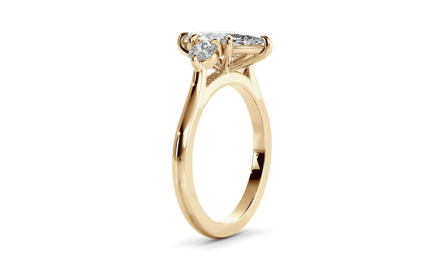 Three Stone Ring with 1.20 CT Marquise Moissanite