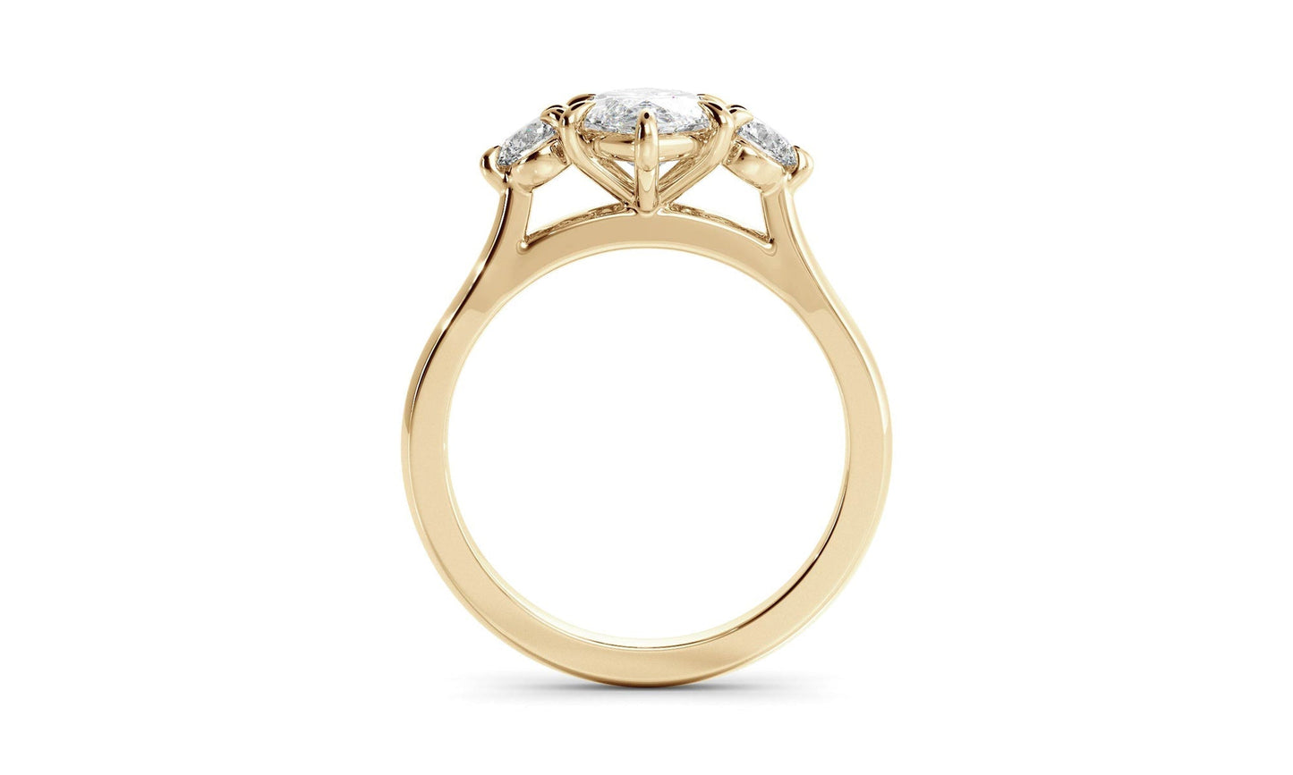 Three Stone Ring with 1.20 CT Marquise Moissanite