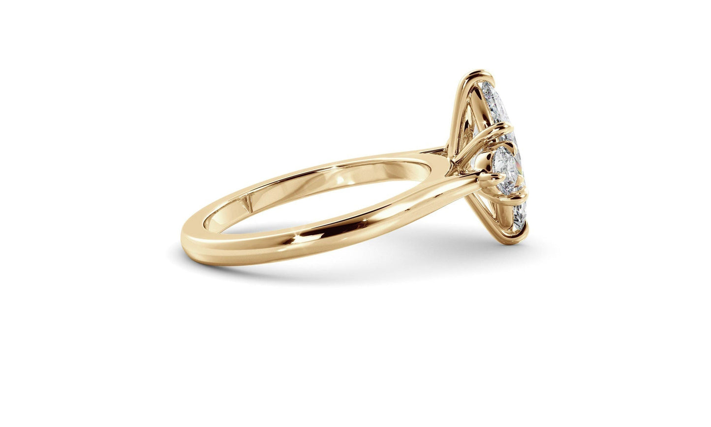 Three Stone Ring with 1.20 CT Marquise Moissanite