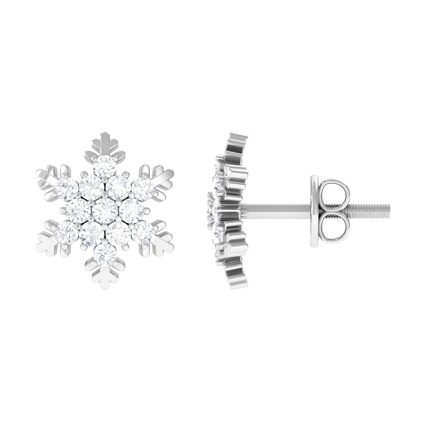 Snowflake Cluster Earrings with 0.60 TCW Round Cut Moissanite