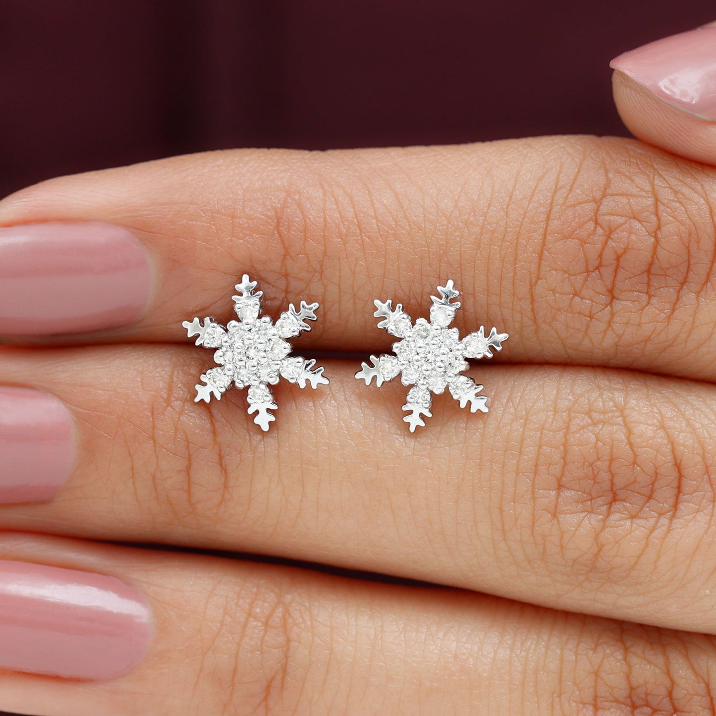 Snowflake Cluster Earrings with 0.60 TCW Round Cut Moissanite