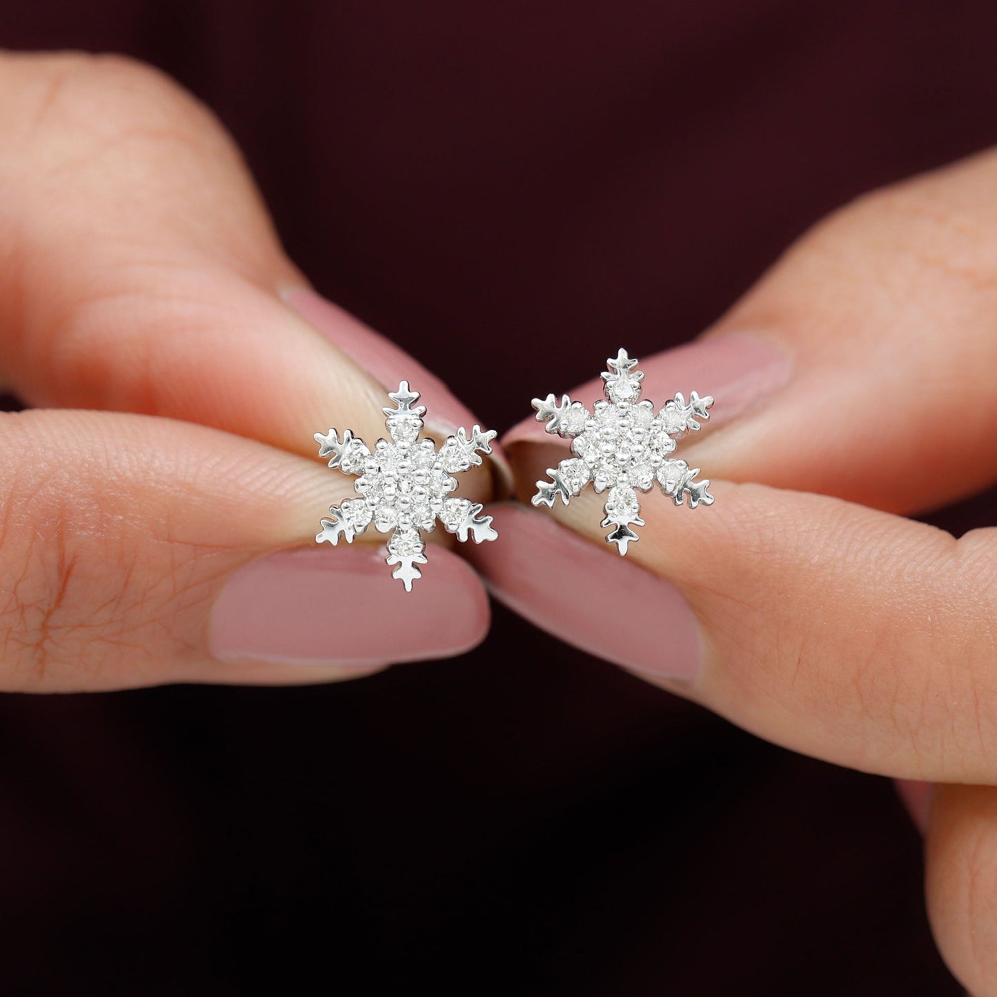 Snowflake Cluster Earrings with 0.60 TCW Round Cut Moissanite