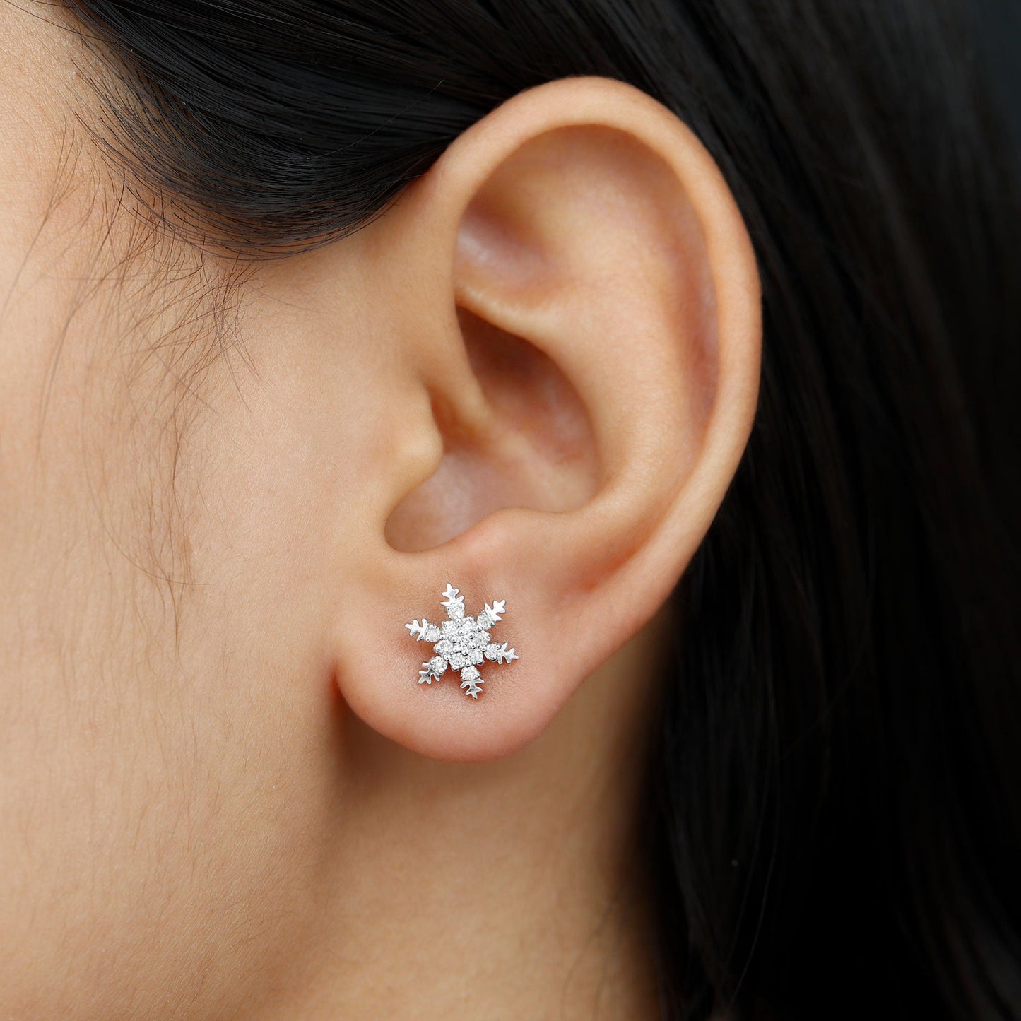 Snowflake Cluster Earrings with 0.60 TCW Round Cut Moissanite