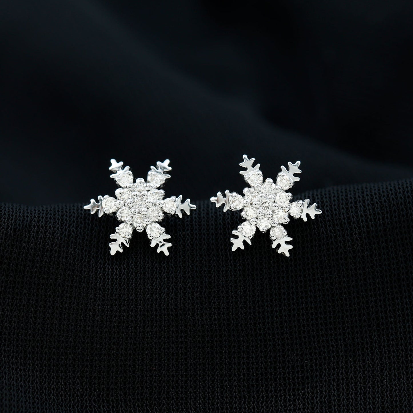 Snowflake Cluster Earrings with 0.60 TCW Round Cut Moissanite
