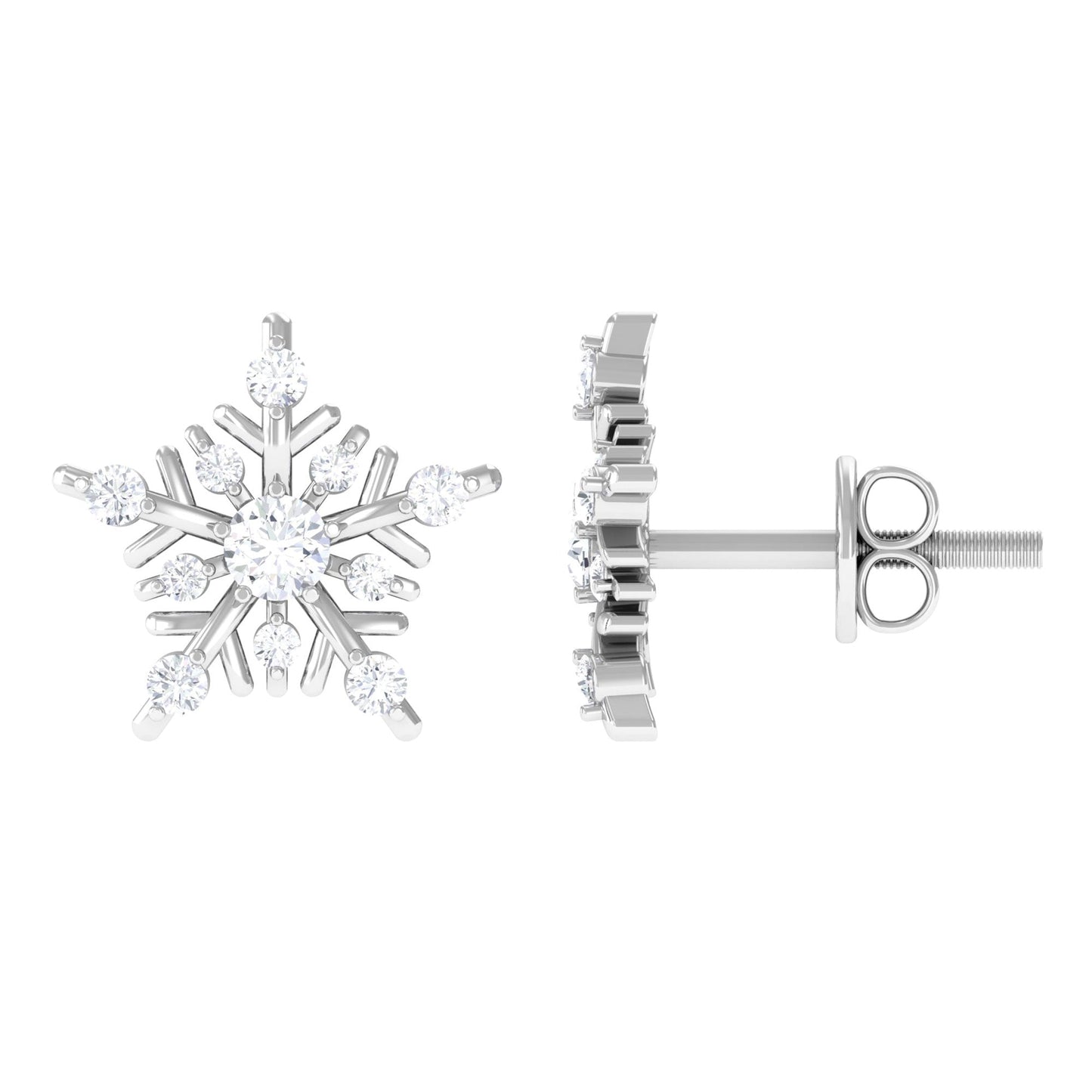 Snowflake Earrings with 0.50 CT Round Cut Moissanite