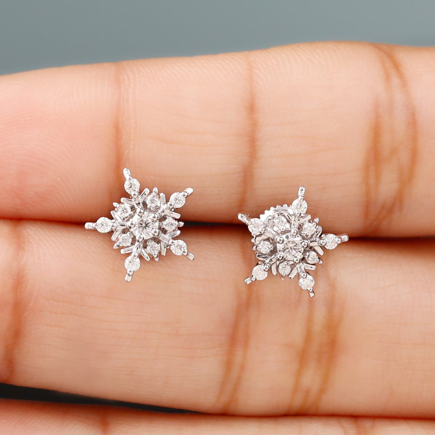 Snowflake Earrings with 0.50 CT Round Cut Moissanite