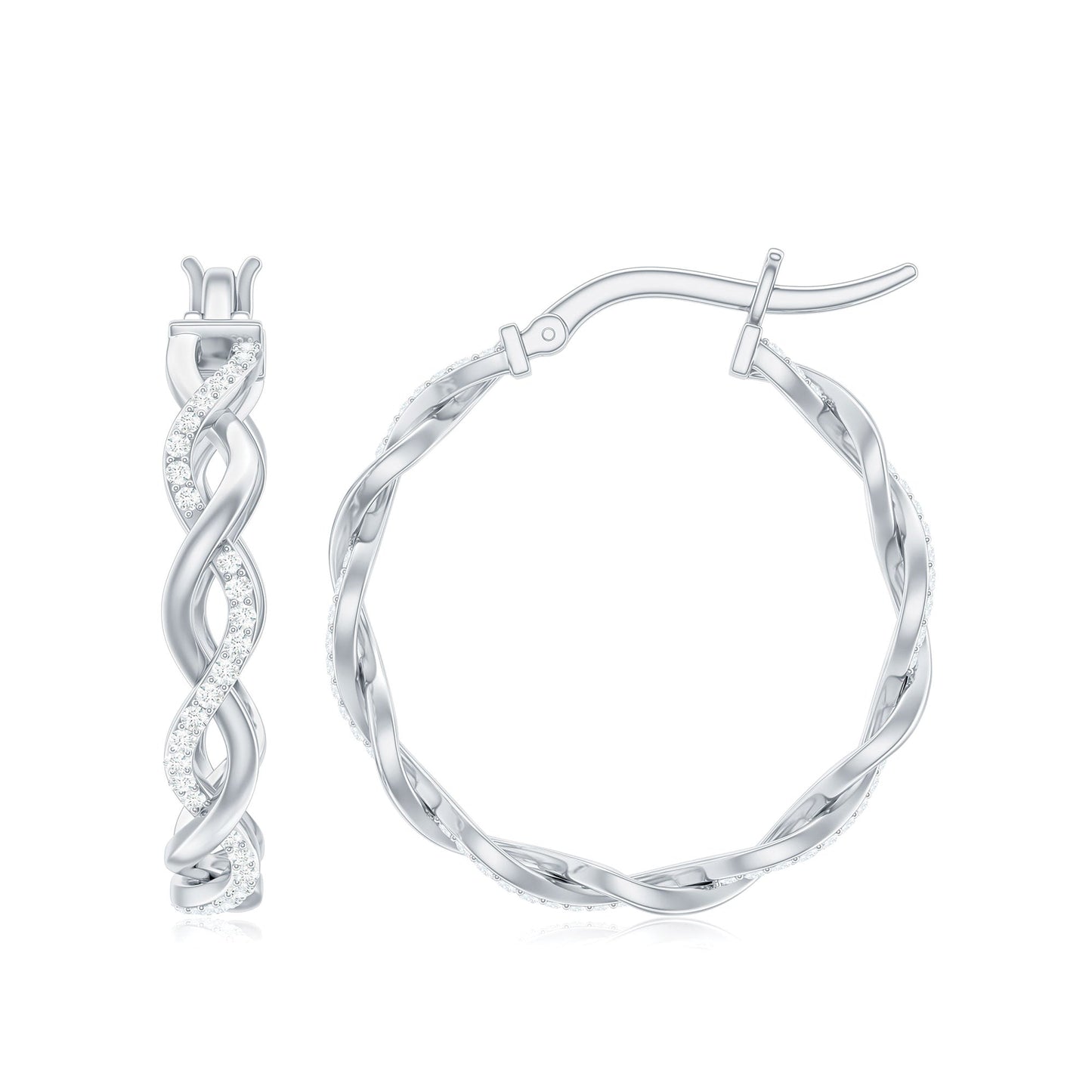 Braided Hoop Earrings with 0.25 TCW Round Cut Moissanite