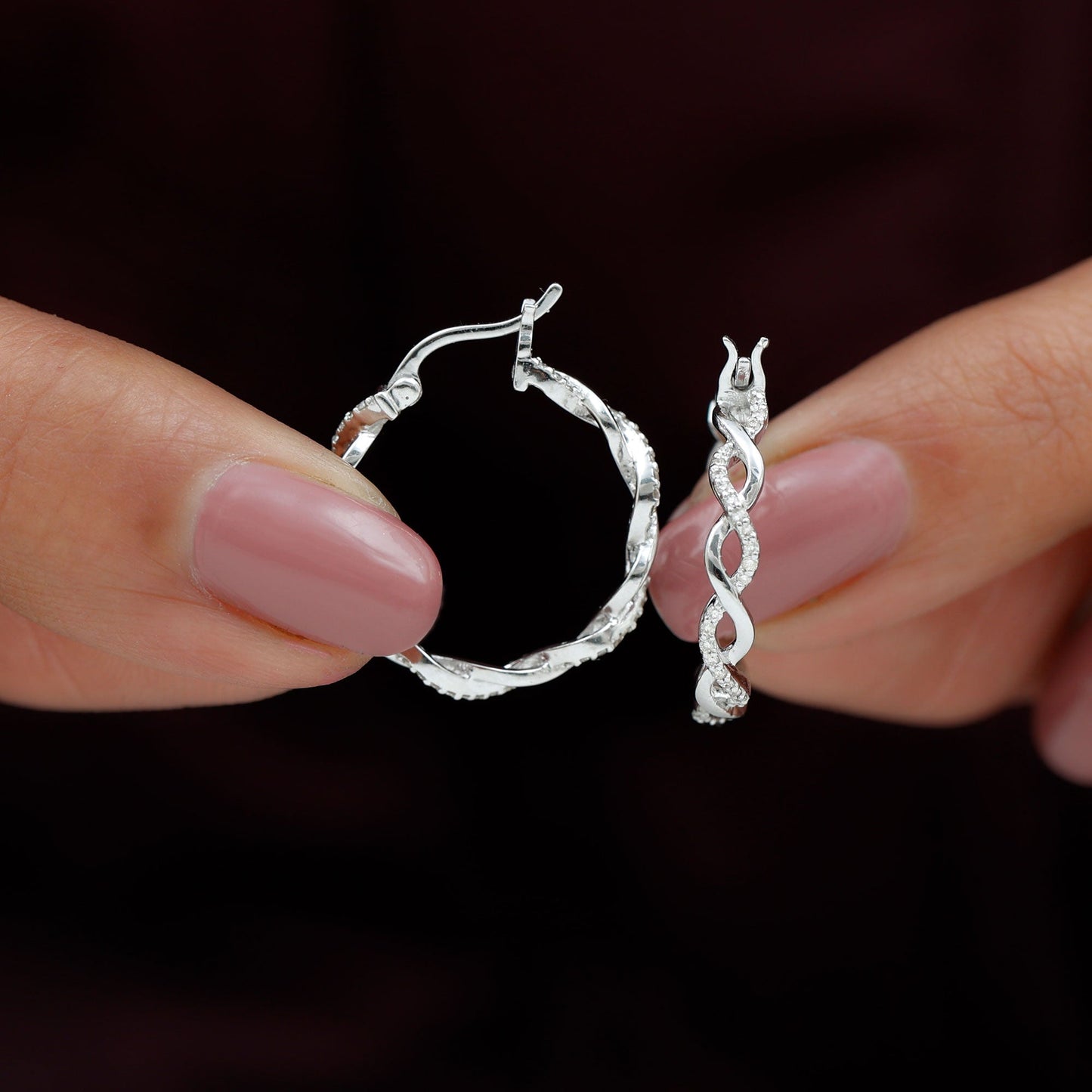 Braided Hoop Earrings with 0.25 TCW Round Cut Moissanite