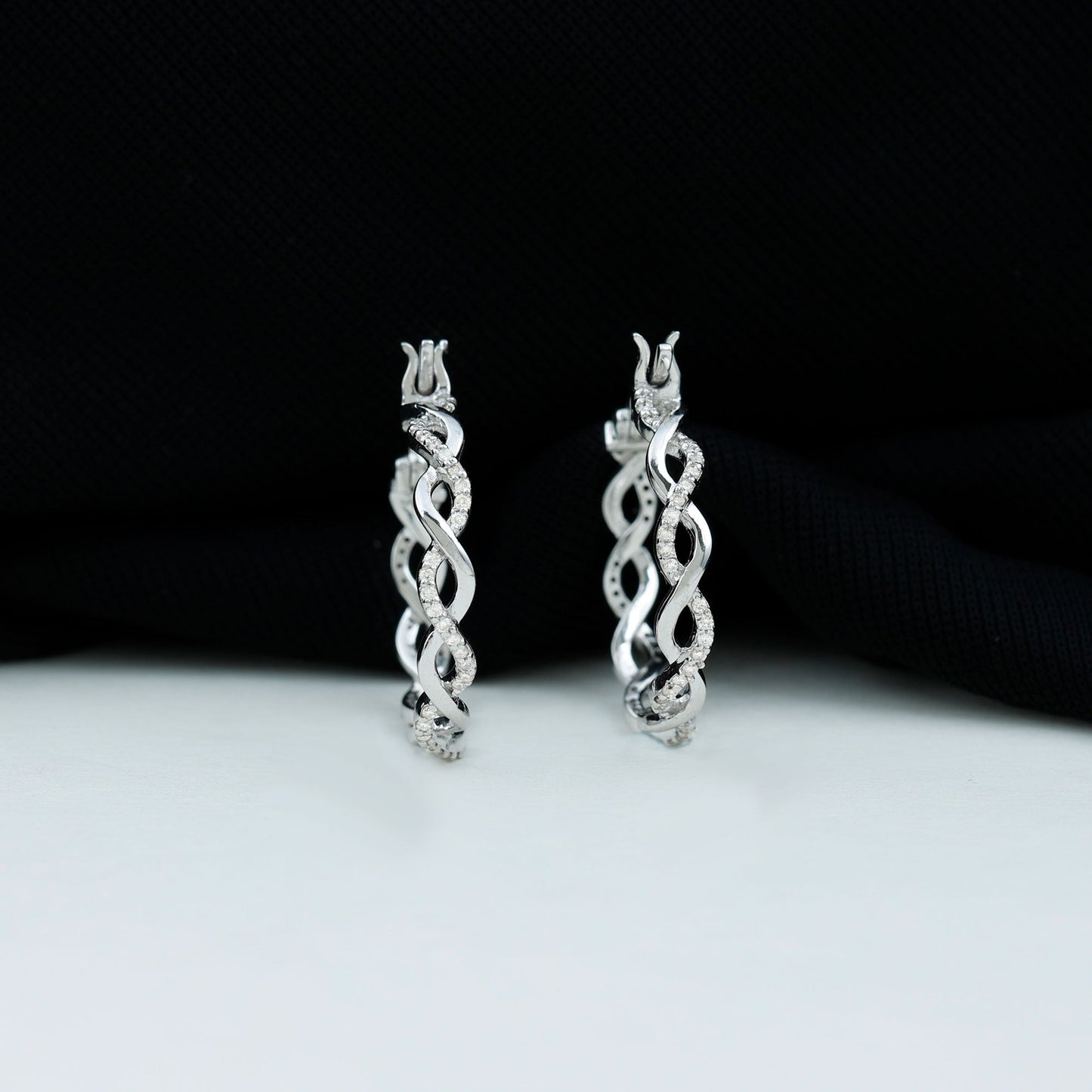 Braided Hoop Earrings with 0.25 TCW Round Cut Moissanite