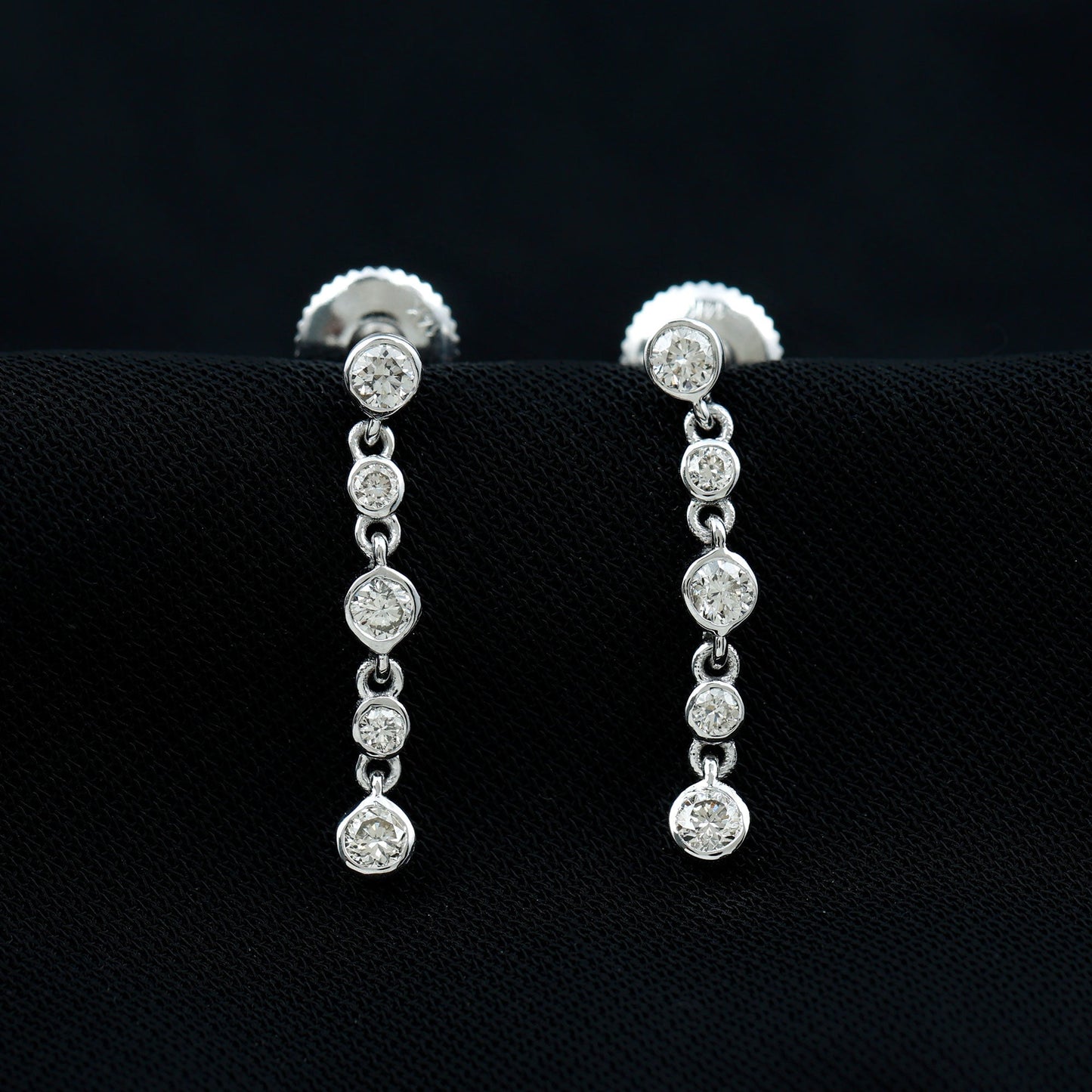 Dangle Bezel Setting Stud Earrings with 0.75 TCW Round Cut Moissanite
