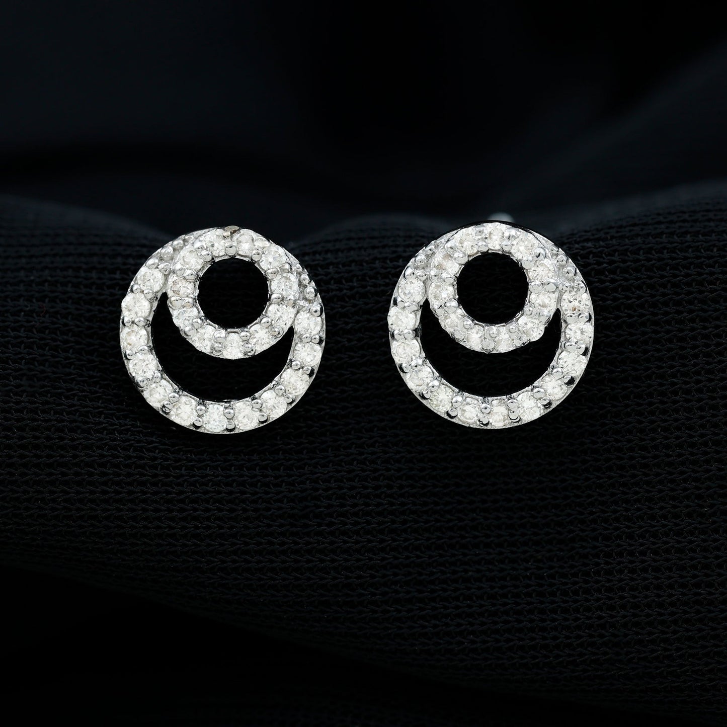 Double Circle Stud Earrings with 0.50 TCW Round Cut Moissanite