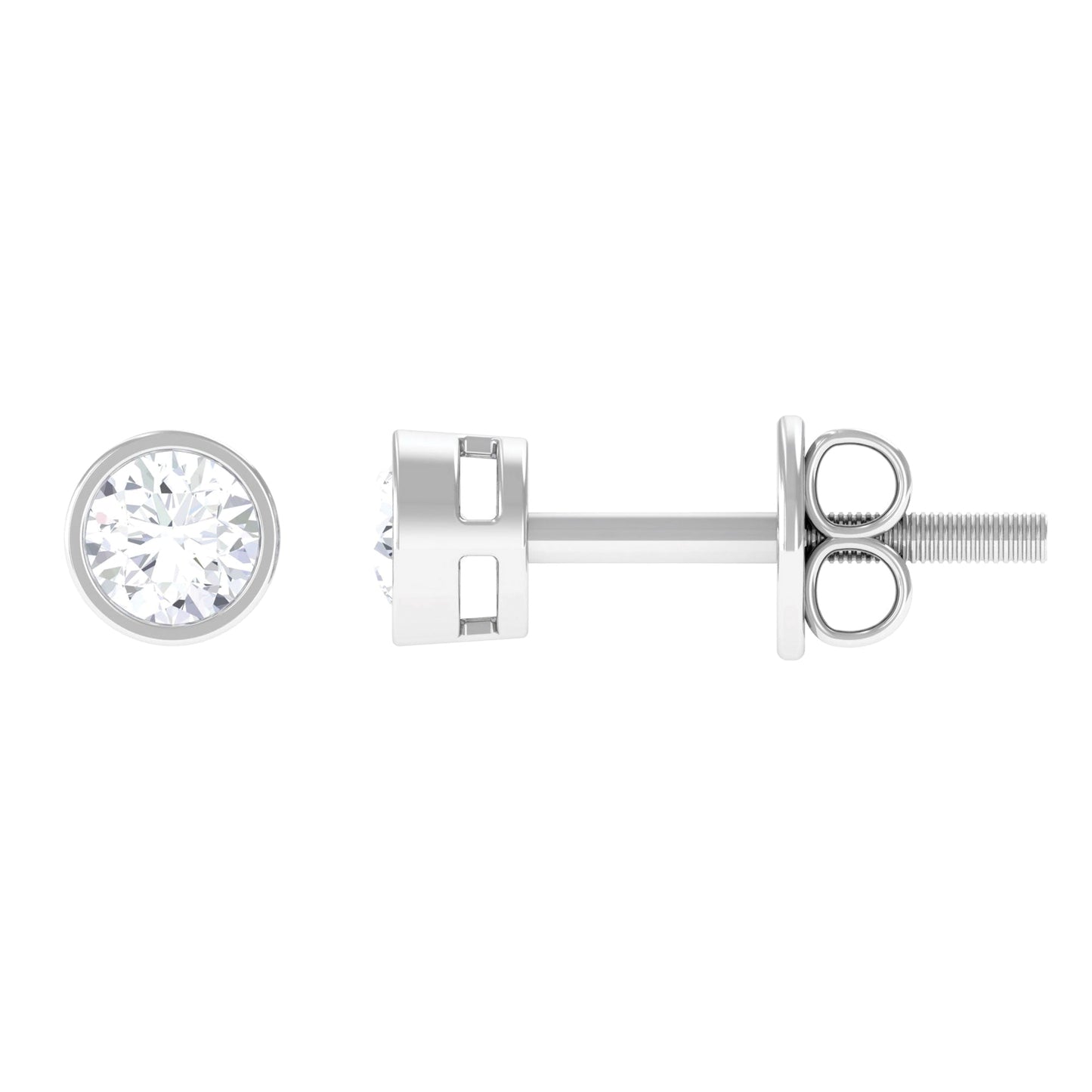 Bezel Stud Earrings with 1.05 CT Round Cut Moissanite