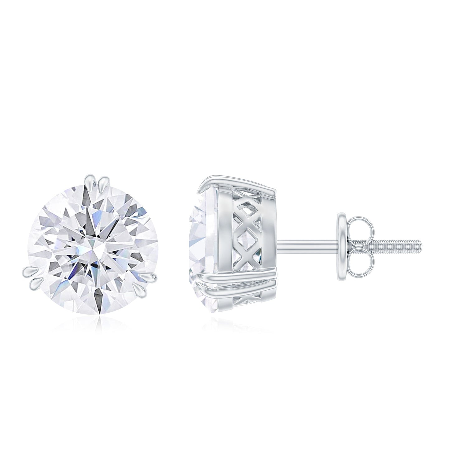 Solitaire Stud Earrings with 4.0 CT Round Cut Moissanite