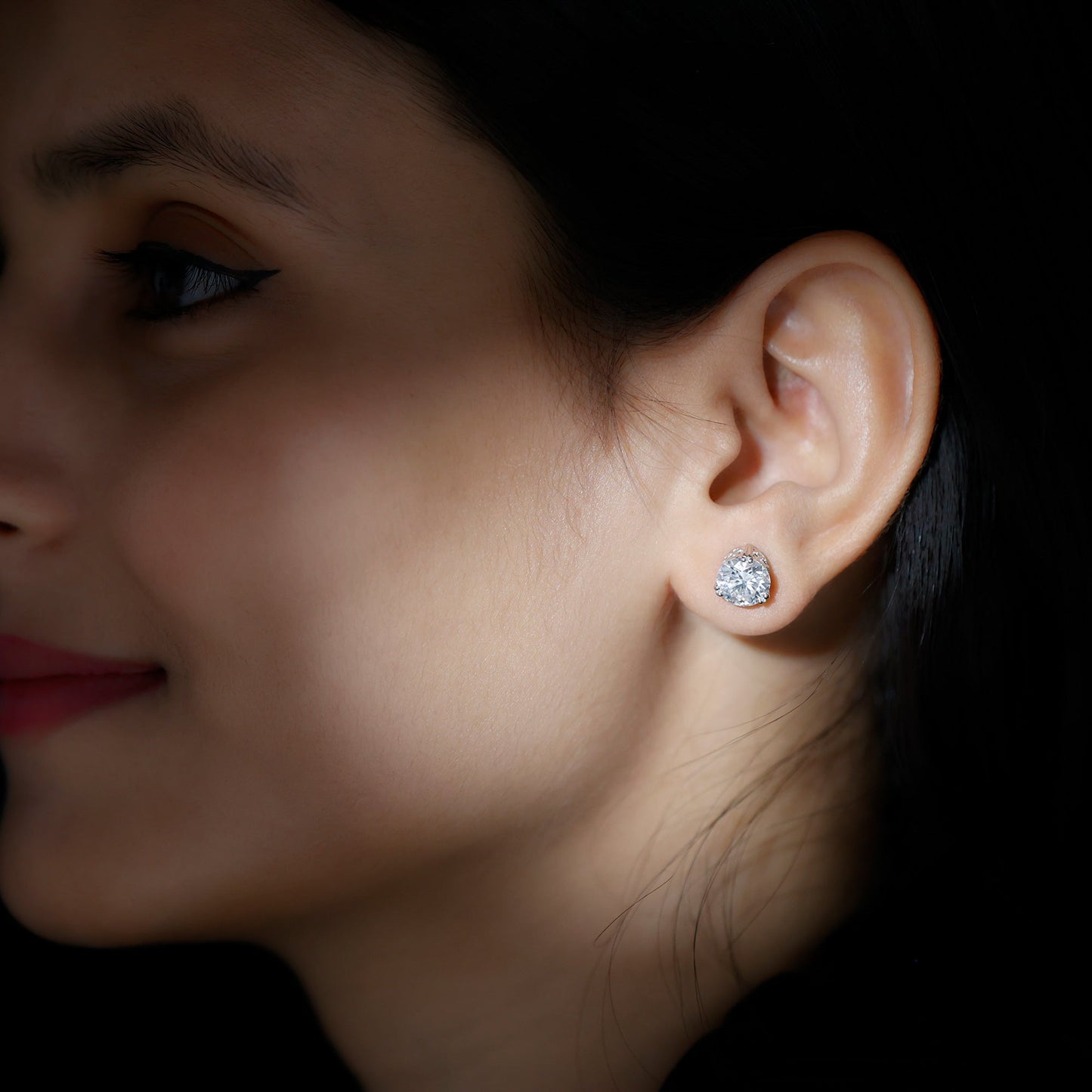 Solitaire Stud Earrings with 4.0 CT Round Cut Moissanite