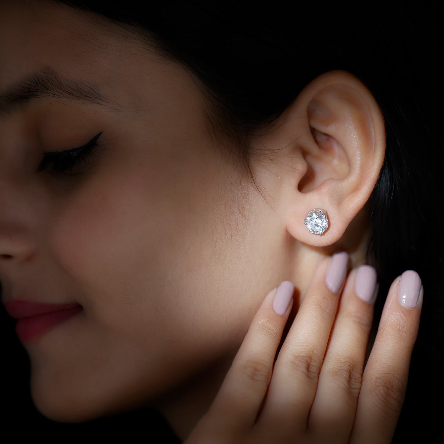 Solitaire Stud Earrings with 4.0 CT Round Cut Moissanite