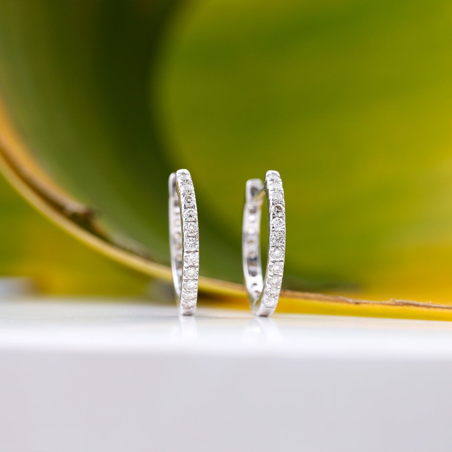 Hoop Stud Earrings with 1.26 TCW Round Cut Moissanite
