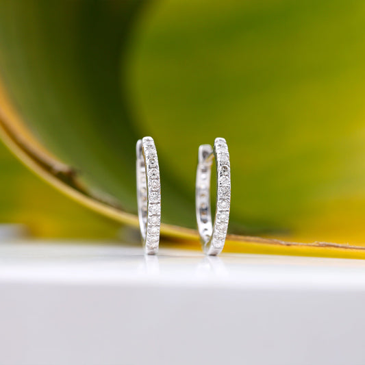Hoop Stud Earrings with 1.26 TCW Round Cut Moissanite