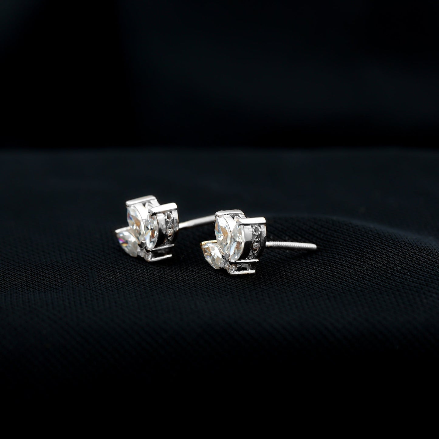 Stud Earrings with 1.25 CT Marquise Cut Moissanite