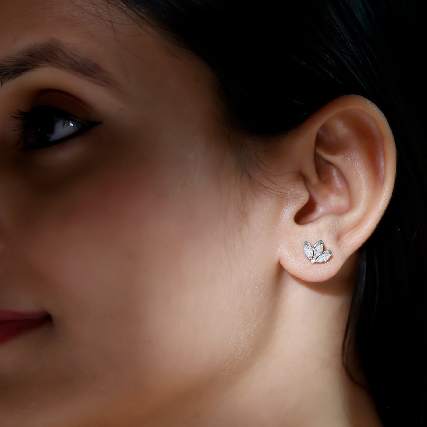 Stud Earrings with 1.25 CT Marquise Cut Moissanite