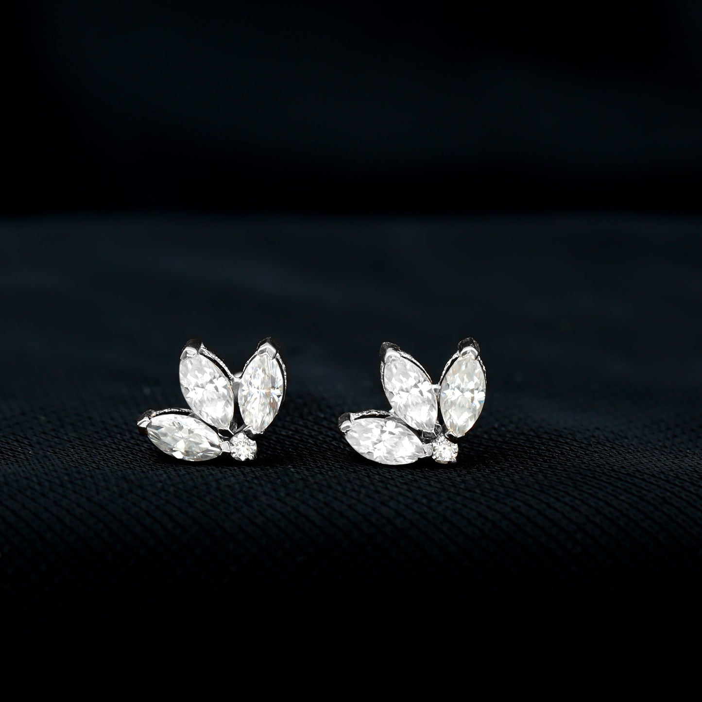 Stud Earrings with 1.25 CT Marquise Cut Moissanite