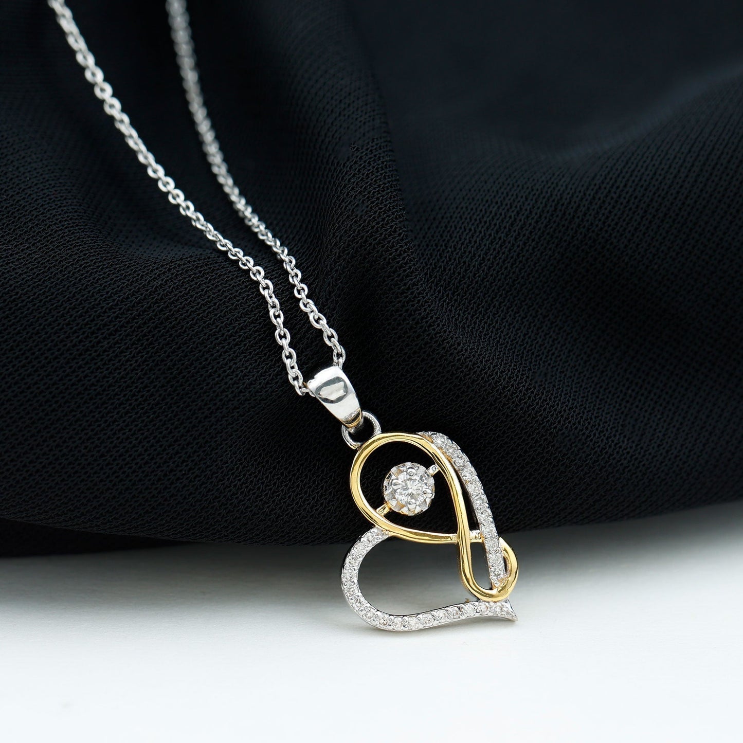 Infinity Heart Necklace with 0.35 TCW Round Cut Moissanite