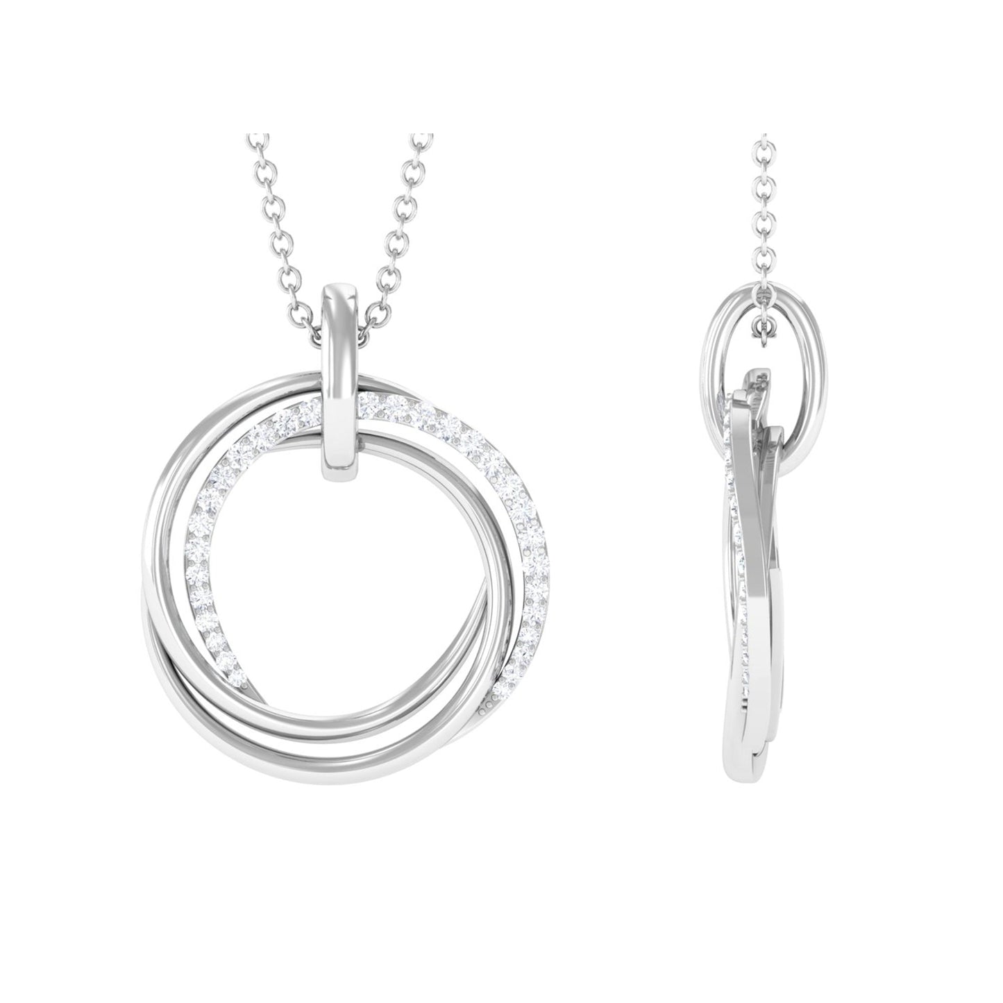Criss Cross Open Necklace with 0.22 TCW Round Cut Moissanite