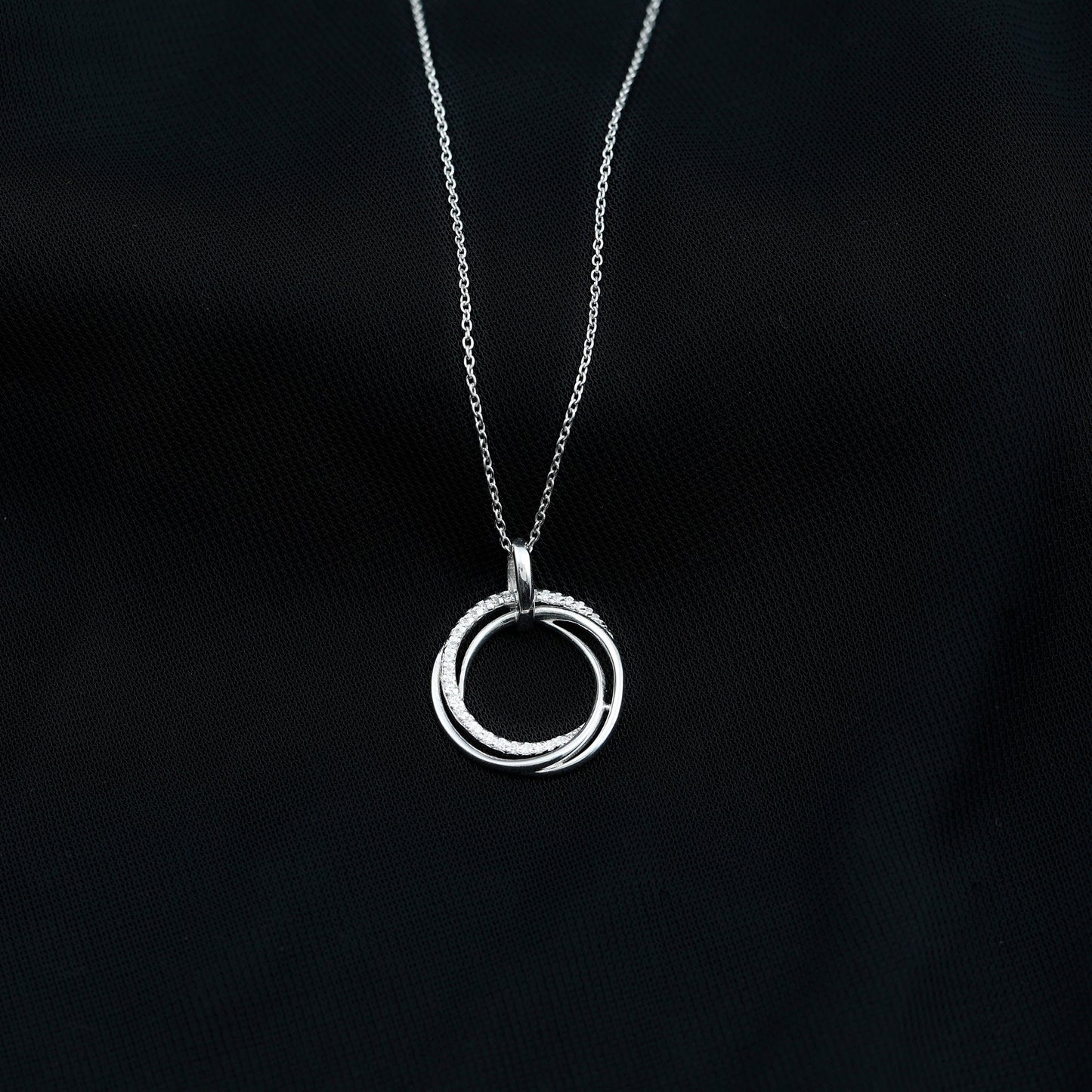 Criss Cross Open Necklace with 0.22 TCW Round Cut Moissanite