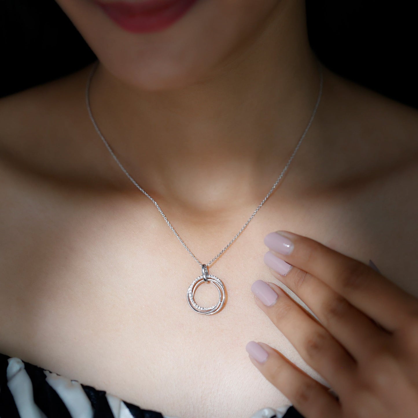 Criss Cross Open Necklace with 0.22 TCW Round Cut Moissanite