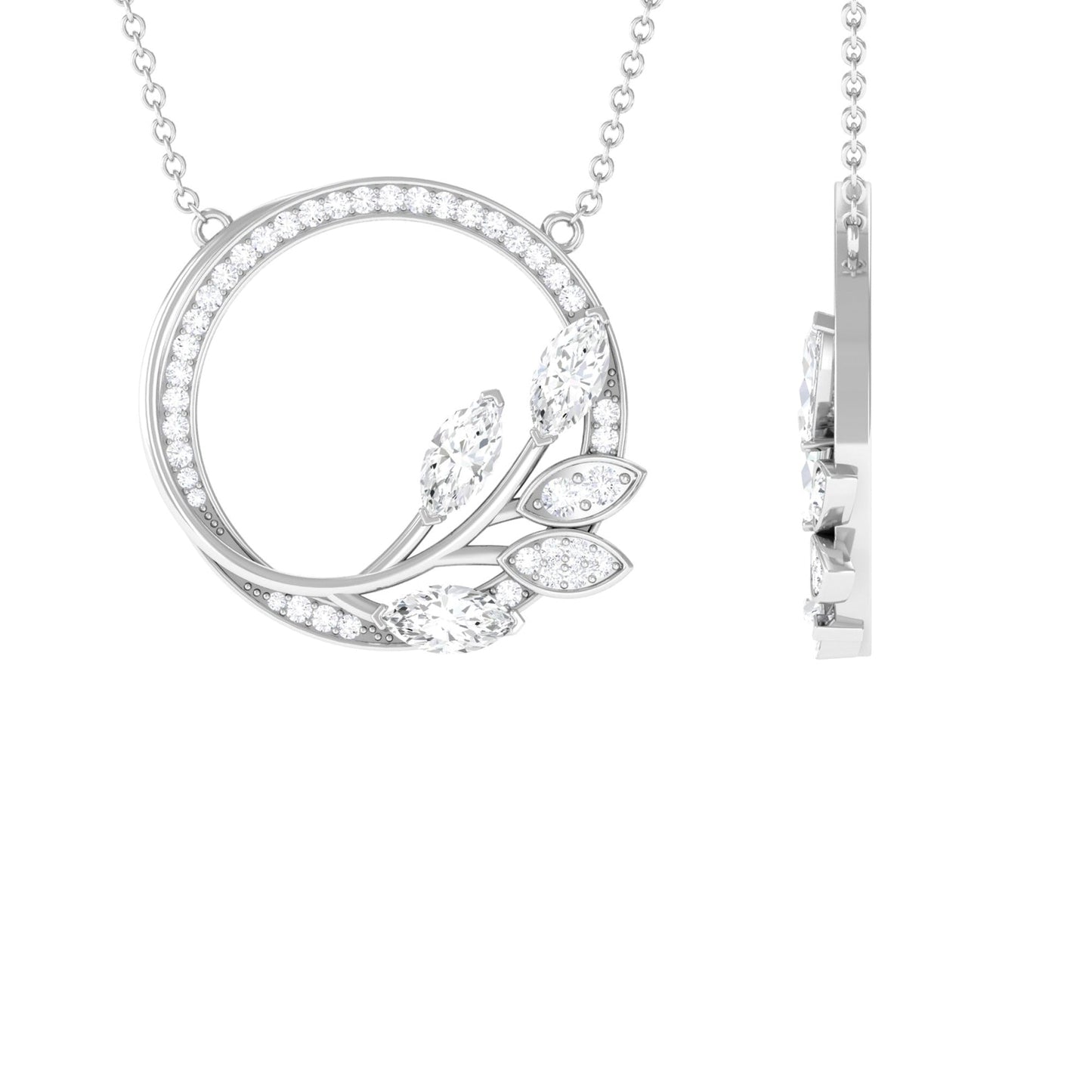 Leaf Eternity Necklace with 1.18 TCW Marquise & Round Cut Moissanite