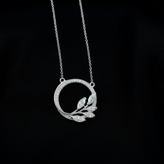 Leaf Eternity Necklace with 1.18 TCW Marquise & Round Cut Moissanite