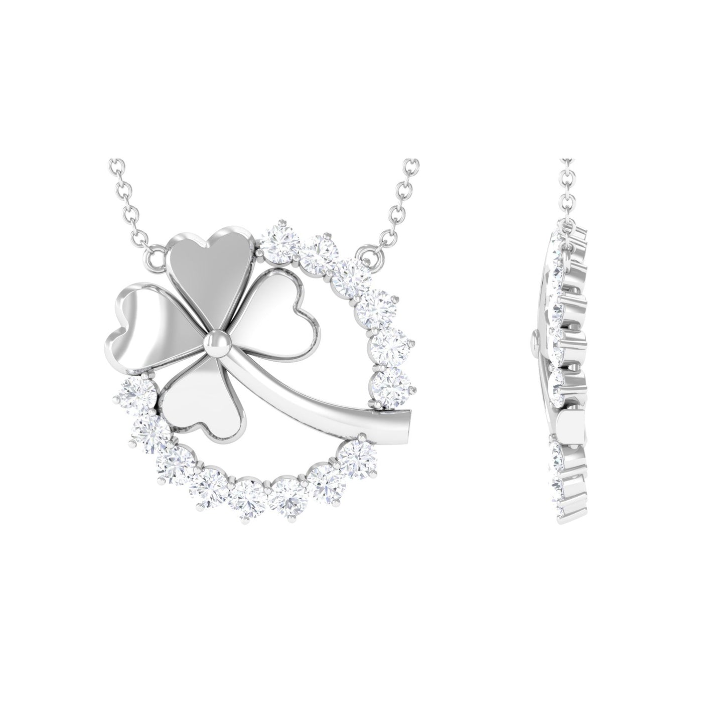 Clover Leaf Necklace with 1.26 TCW Round Cut Moissanite