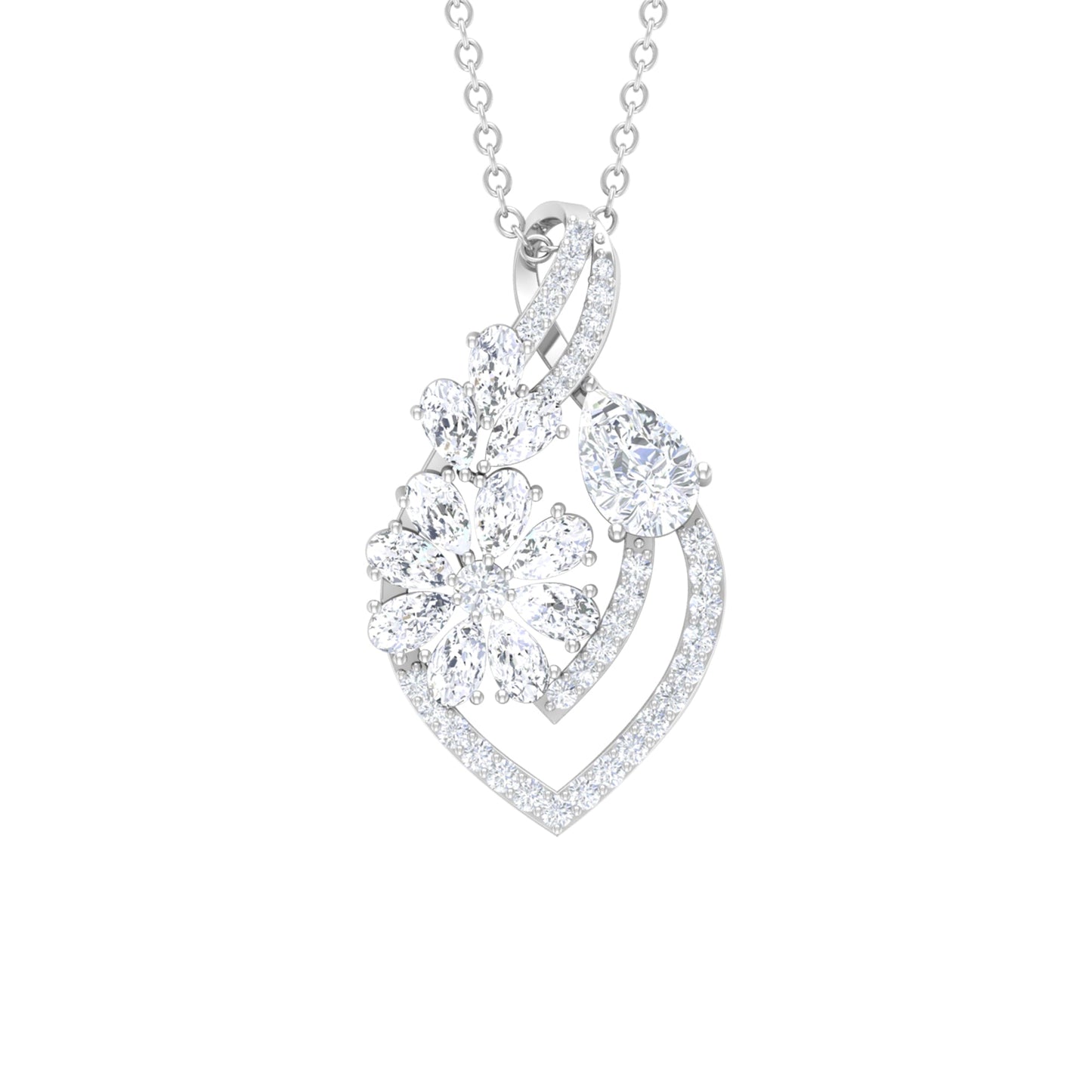 Infinity Necklace with 1.39 TCW Pear & Round Cut Moissanite