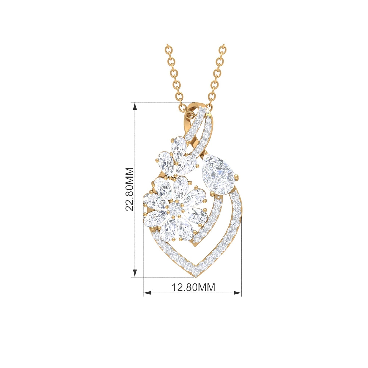 Infinity Necklace with 1.39 TCW Pear & Round Cut Moissanite