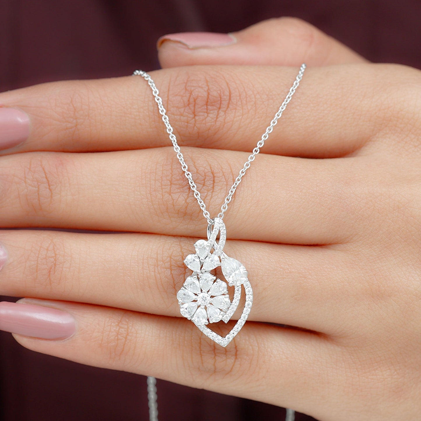Infinity Necklace with 1.39 TCW Pear & Round Cut Moissanite