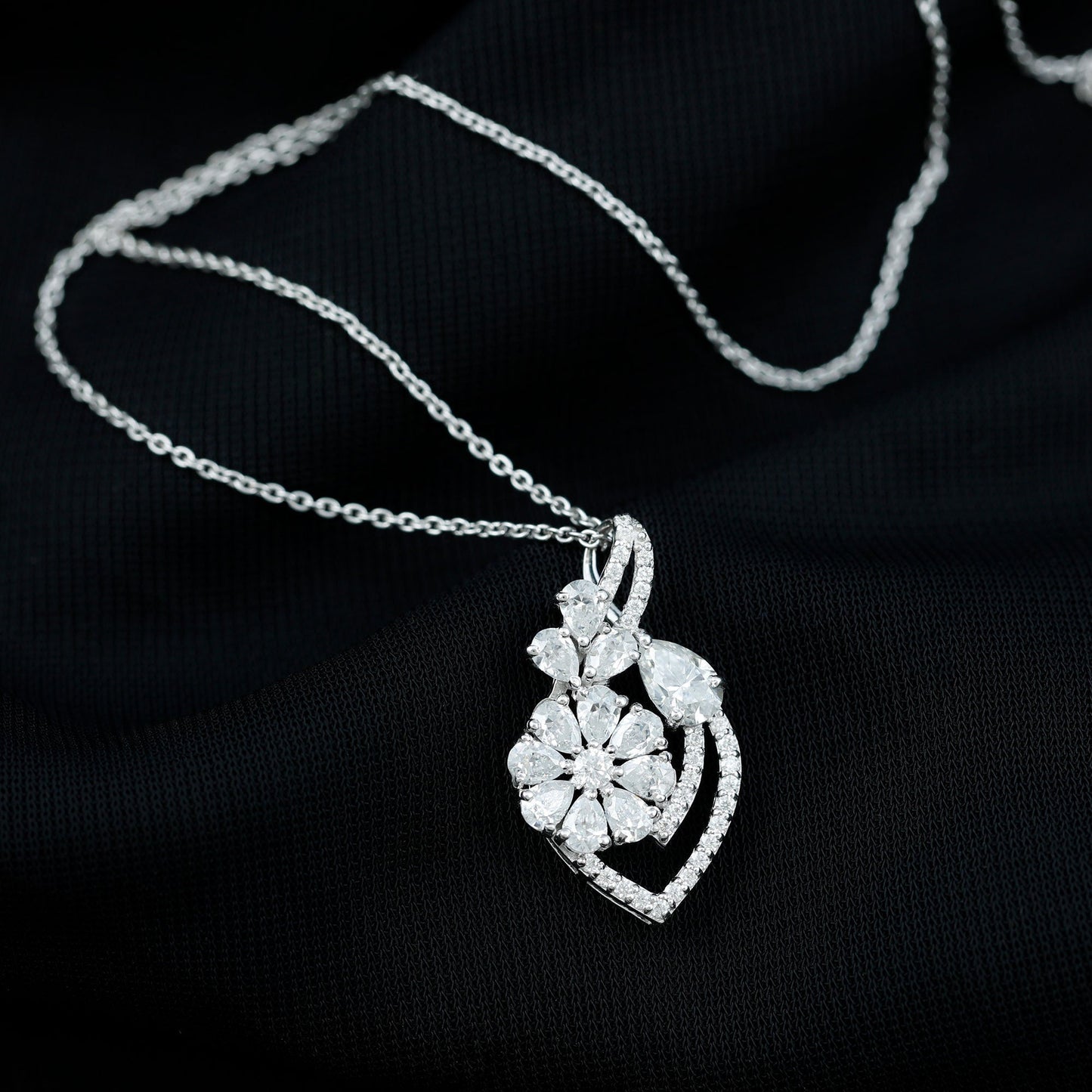 Infinity Necklace with 1.39 TCW Pear & Round Cut Moissanite