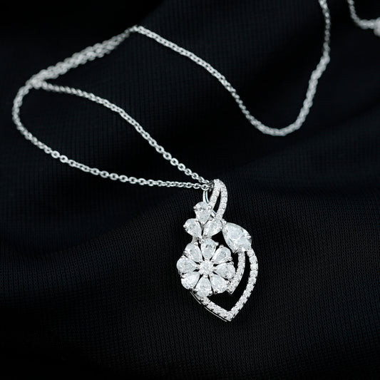 Infinity Necklace with 1.39 TCW Pear & Round Cut Moissanite