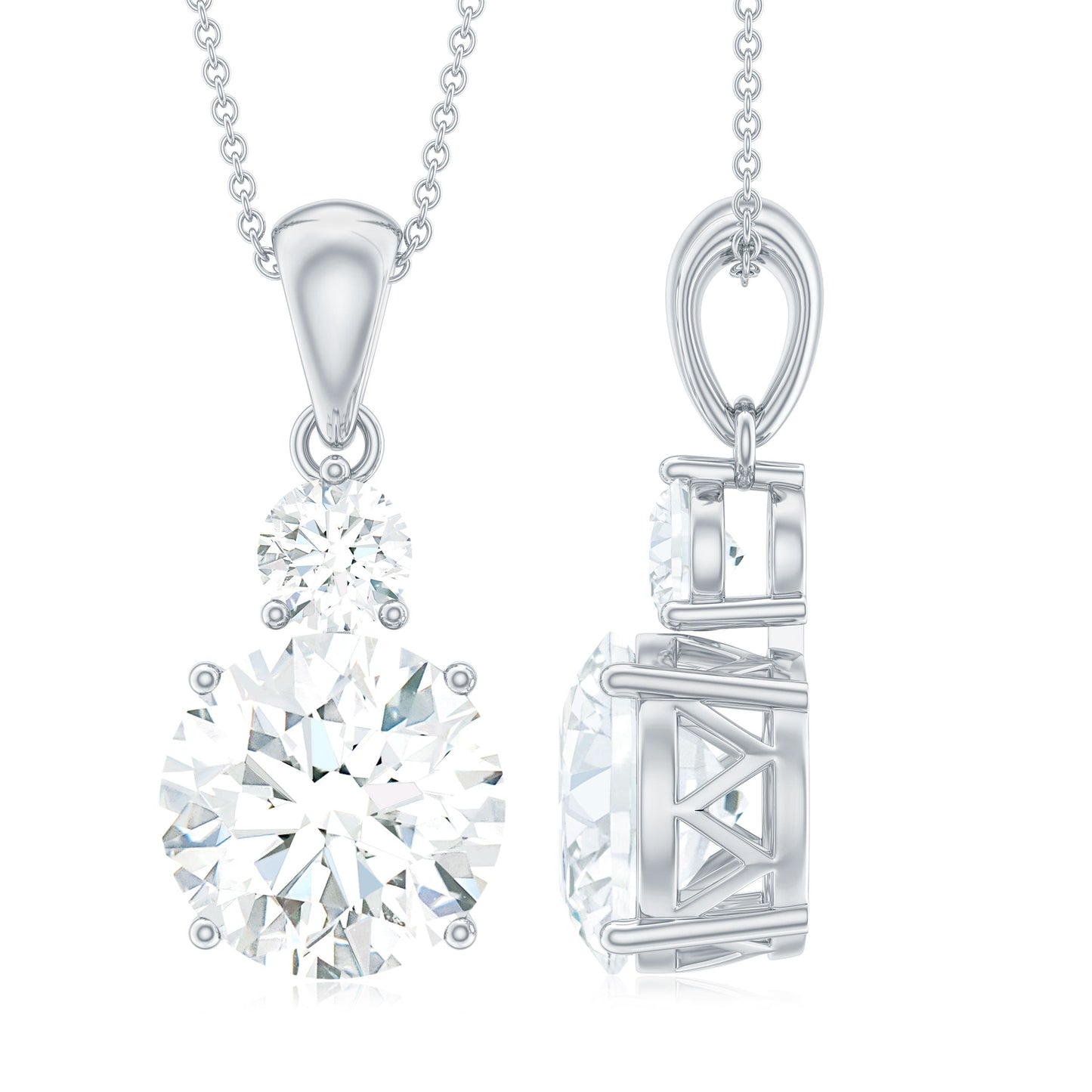 Solitaire Minimal Necklace with 3.0 CT Round Cut Moissanite