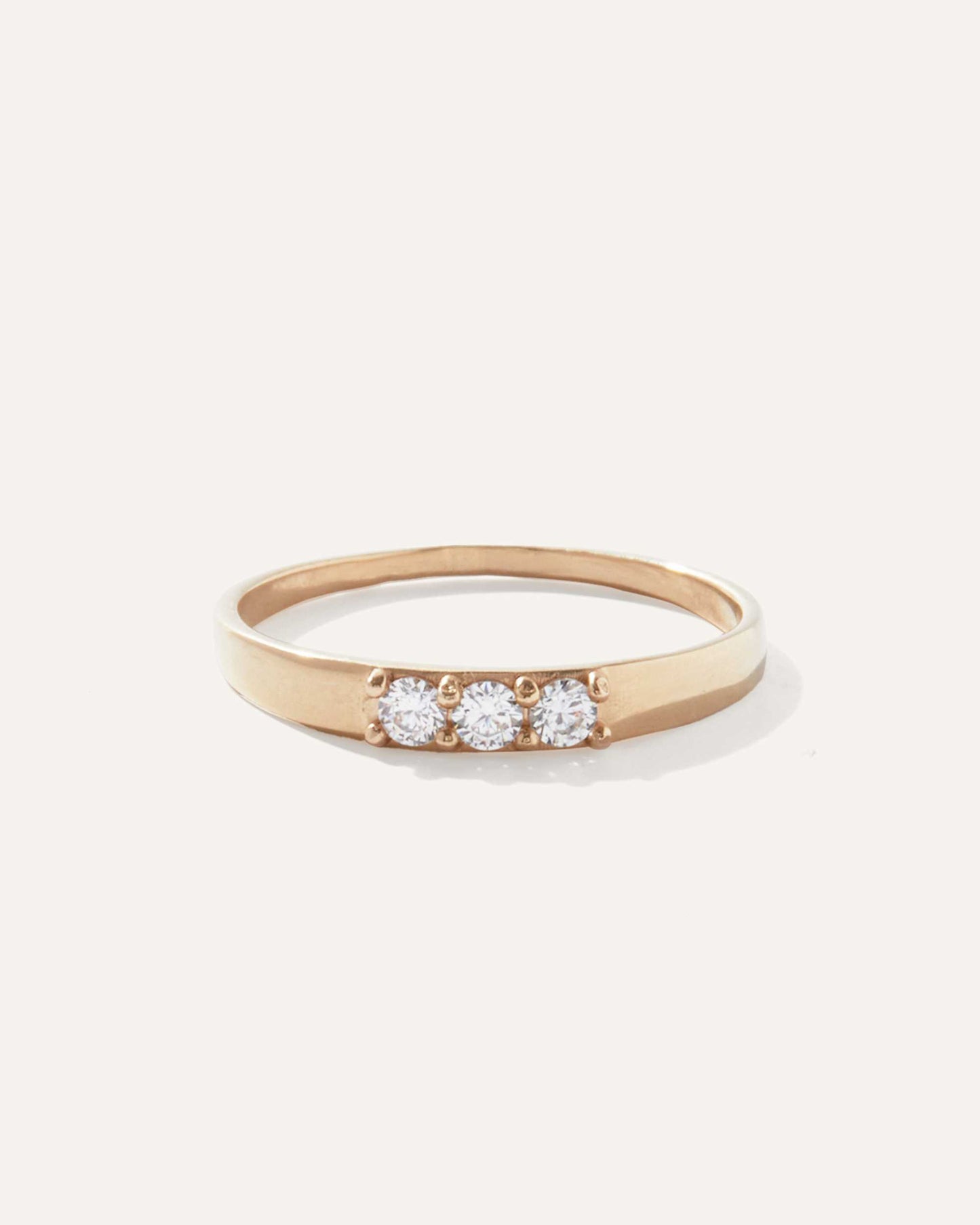 0.18 TCW Round Cut Three Stone Moissanite Wedding Band