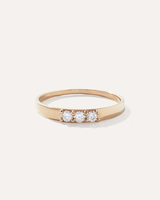 0.18 TCW Round Cut Three Stone Moissanite Wedding Band