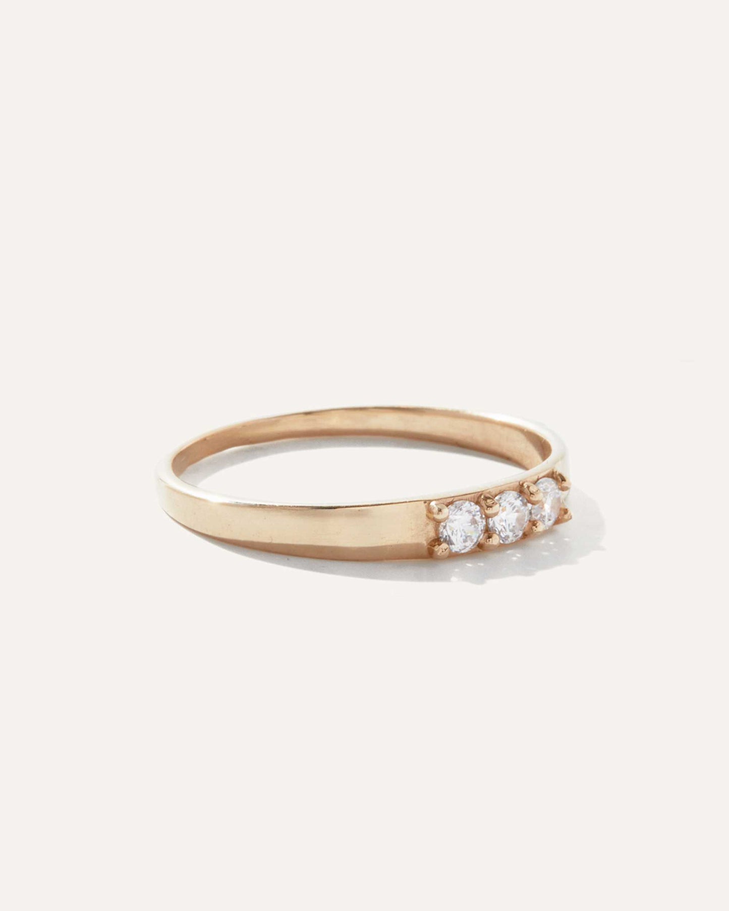 0.18 TCW Round Cut Three Stone Moissanite Wedding Band