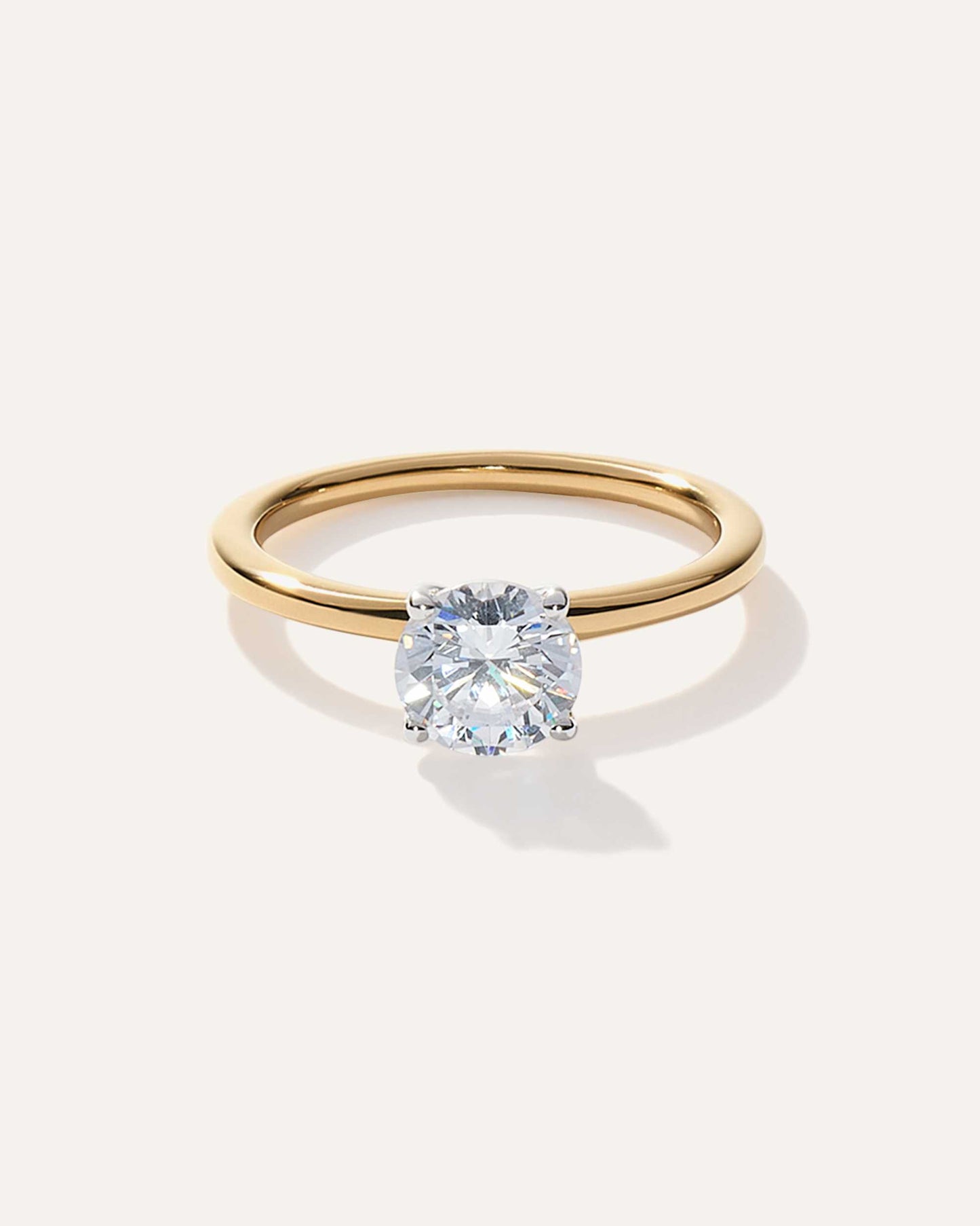 1.0 CT Round Cut F/VS1 CVD Diamond Solitaire Engagement Ring