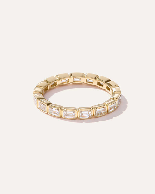 2.46 TCW Emerald Cut Full Eternity Moissanite Wedding Band