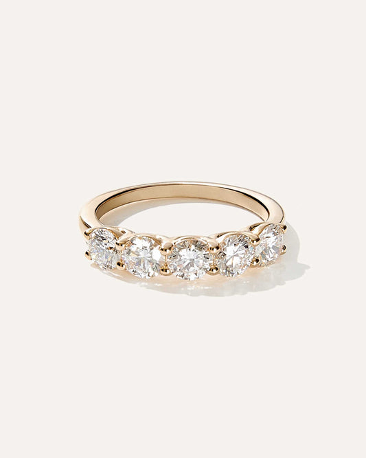 1.50 TCW Five Stone Round Cut Moissanite Band