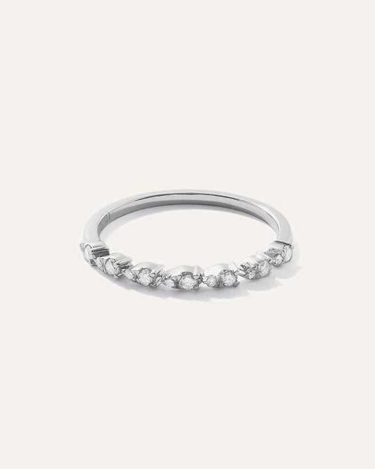 0.22 TCW Round Cut Half Eternity Moissanite Delicate Wedding Band
