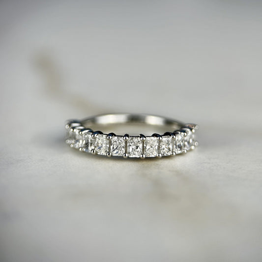 1.50 TCW Radiant Lab Grown Diamond Half Eternity Stackable Wedding Band